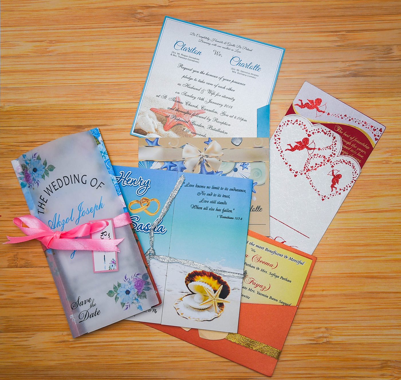 Wedding invitation cards printed with gold toner detail, Net Global Digital Printing